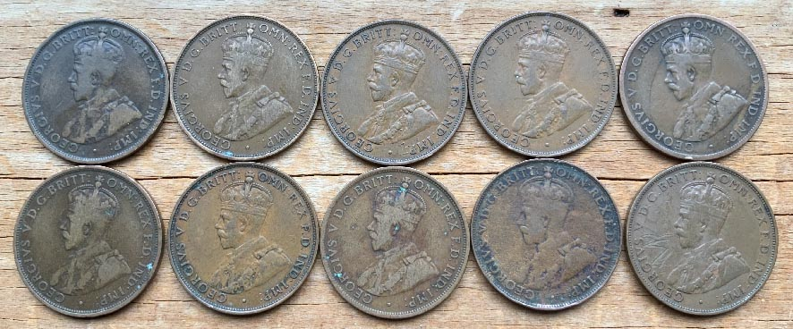 10 earlier period Australia penny coins
